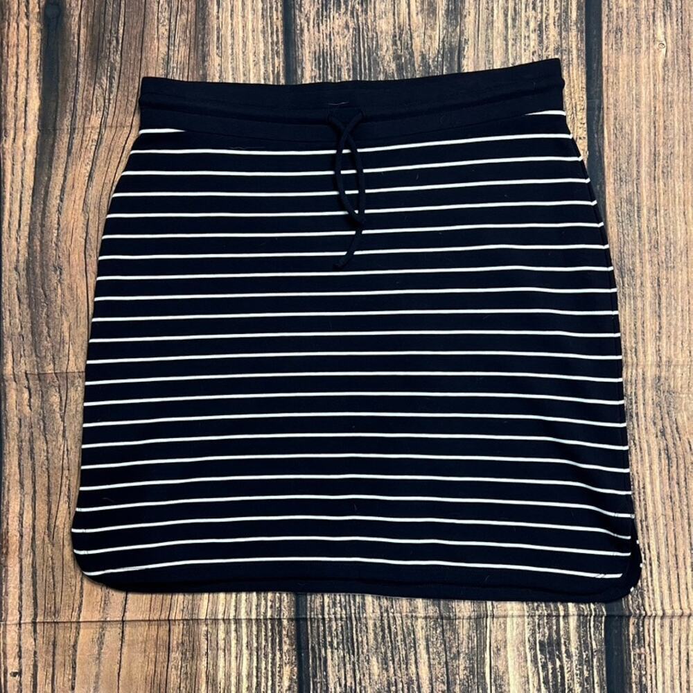 NWT Talbots Women's Large‎ Petite Knee Length Striped Skirt Black White